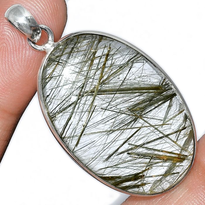 Actinolite In Quartz Pendant SDP153241 P-1001, 22x34 mm