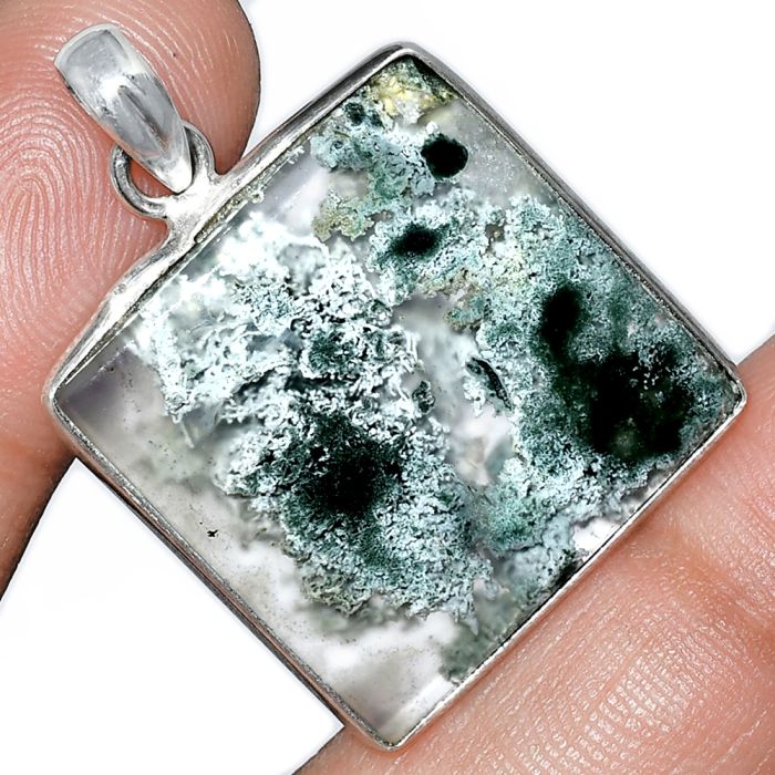 Horse Canyon Moss Agate Pendant SDP153246 P-1001, 24x34 mm