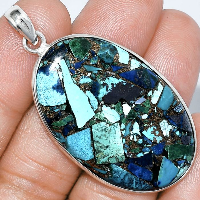 Multi Copper Turquoise Pendant SDP153293 P-1001, 25x40 mm