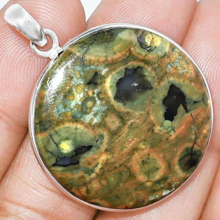 Rhyolite - Rainforest Jasper Pendant SDP153298 P-1001, 31x31 mm