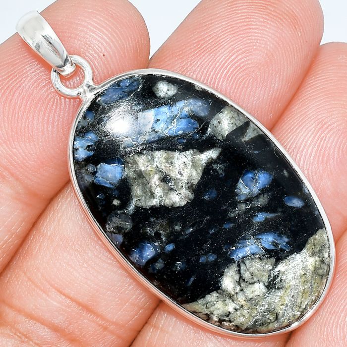 Llanite Blue Opal Crystal Sphere Pendant SDP153303 P-1001, 22x35 mm