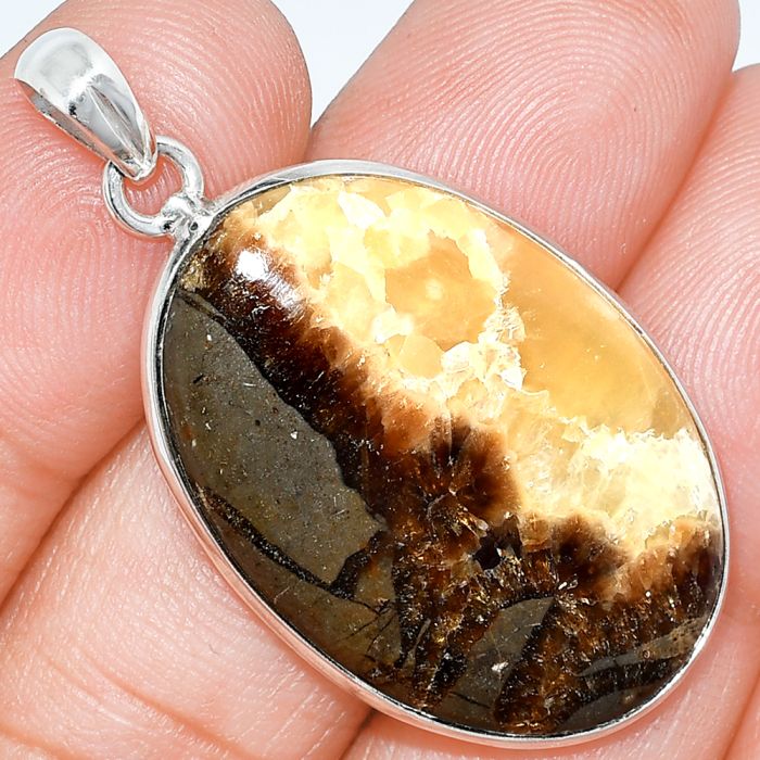 Yellow Septarian Pendant SDP153314 P-1001, 22x31 mm