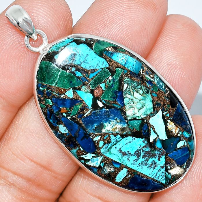 Multi Copper Turquoise Pendant SDP153320 P-1001, 24x40 mm