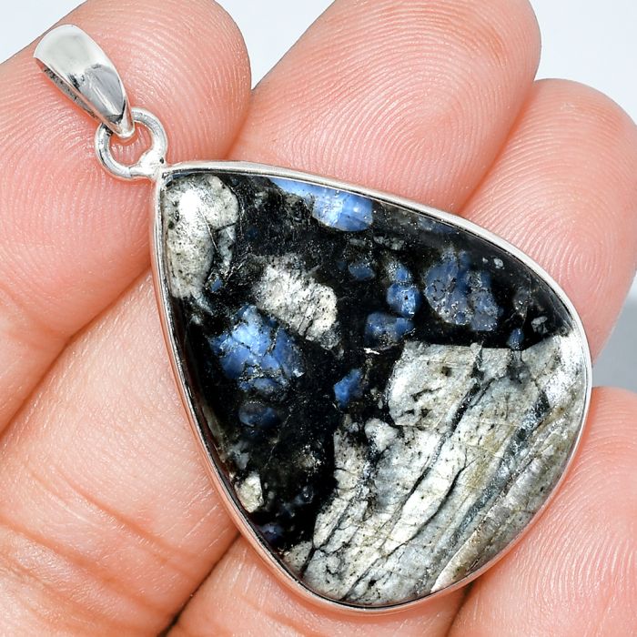 Llanite Blue Opal Crystal Sphere Pendant SDP153323 P-1001, 26x34 mm