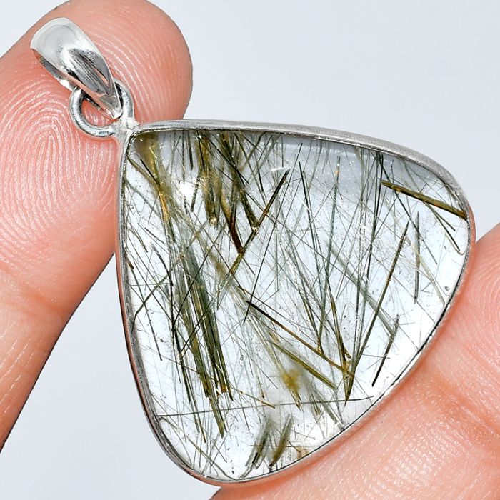 Actinolite In Quartz Pendant SDP153360 P-1001, 27x29 mm