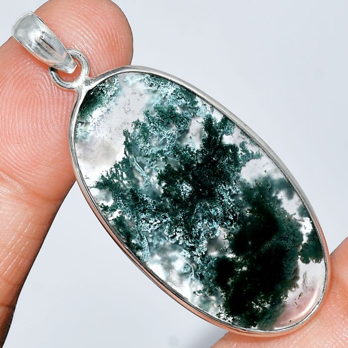 Horse Canyon Moss Agate Pendant SDP153365 P-1001, 20x37 mm