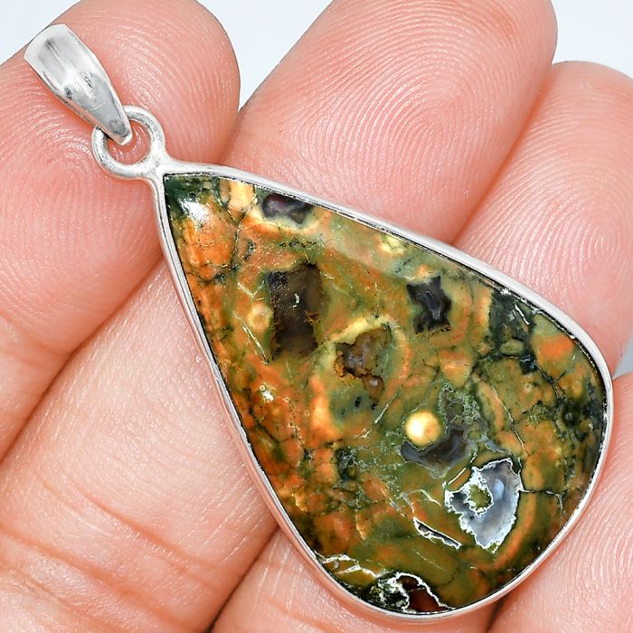 Rhyolite - Rainforest Jasper Pendant SDP153366 P-1001, 22x35 mm