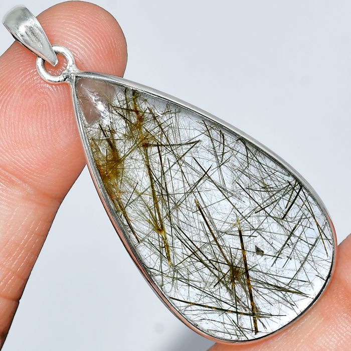 Actinolite In Quartz Pendant SDP153374 P-1001, 22x42 mm