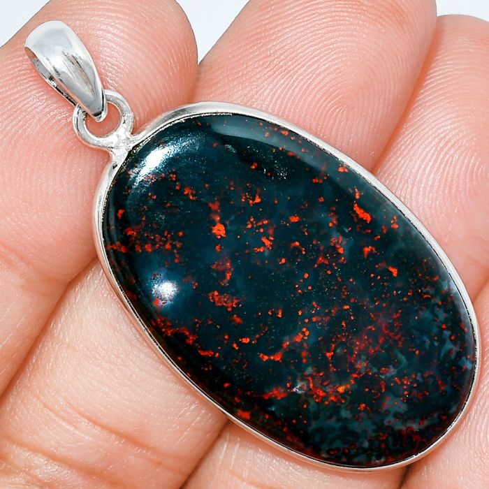 Blood Stone Pendant SDP153383 P-1001, 22x36 mm