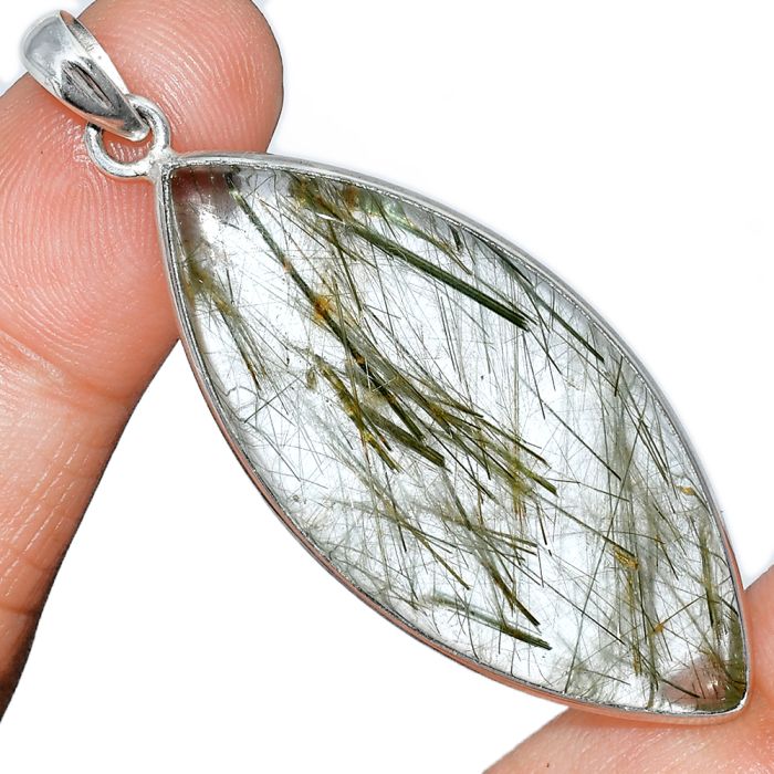 Actinolite In Quartz Pendant SDP153388 P-1001, 21x46 mm