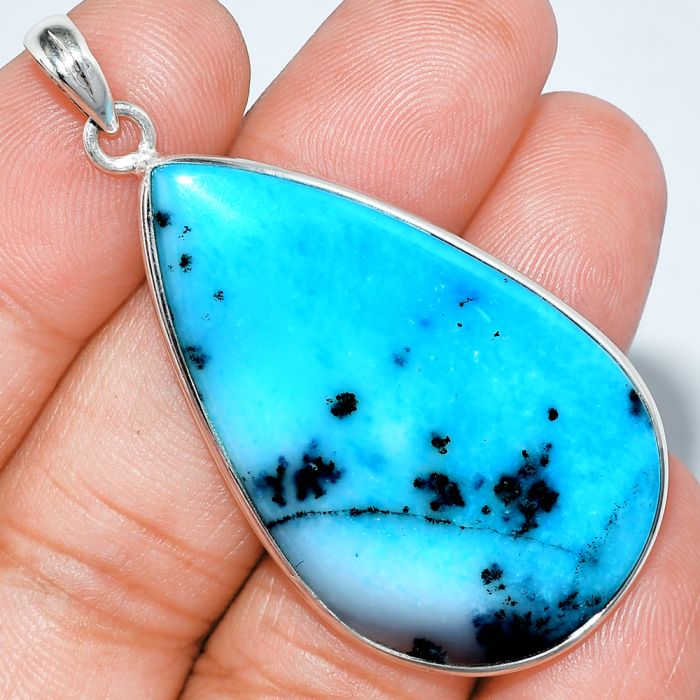 Marine Blue Dendritic Opal Pendant SDP153391 P-1001, 26x43 mm