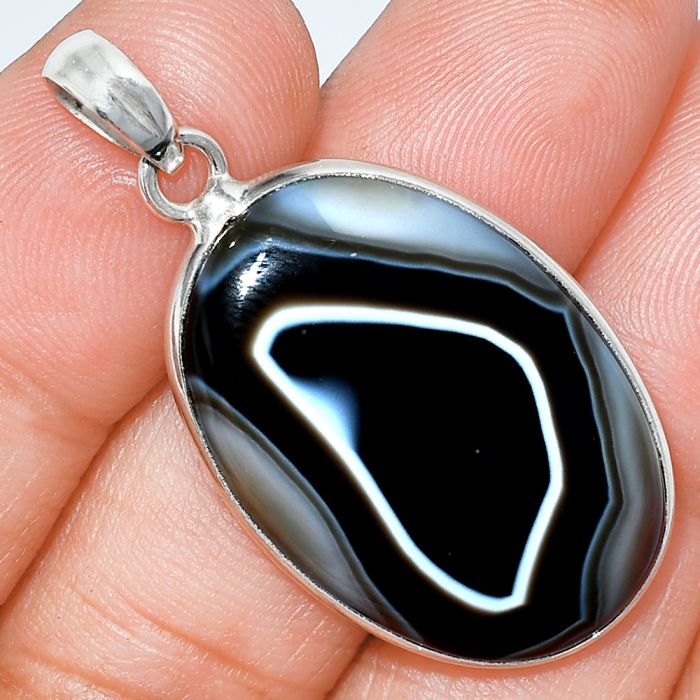 Black Botswana Agate Pendant SDP153395 P-1001, 20x30 mm