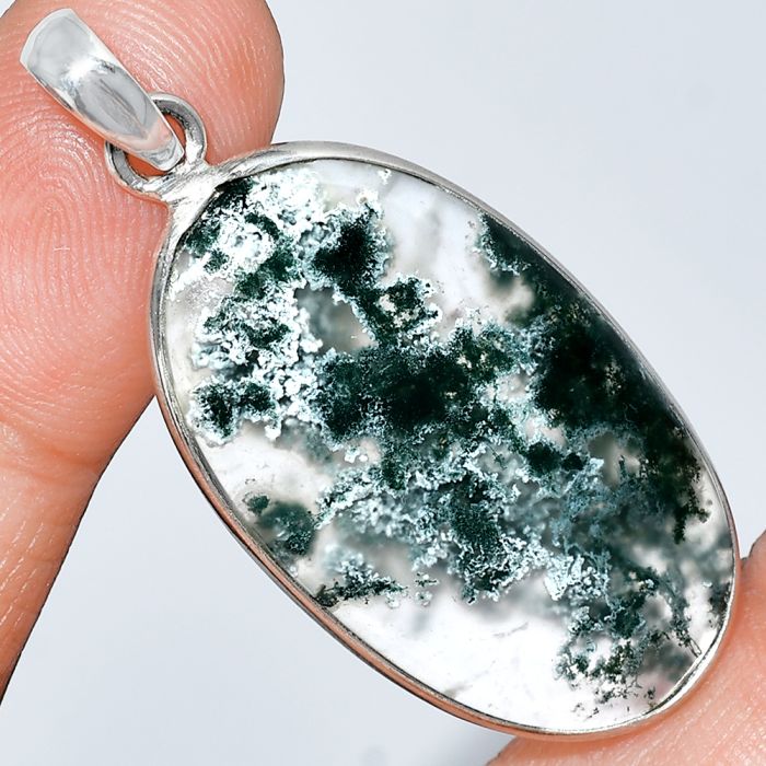 Horse Canyon Moss Agate Pendant SDP153405 P-1001, 19x33 mm