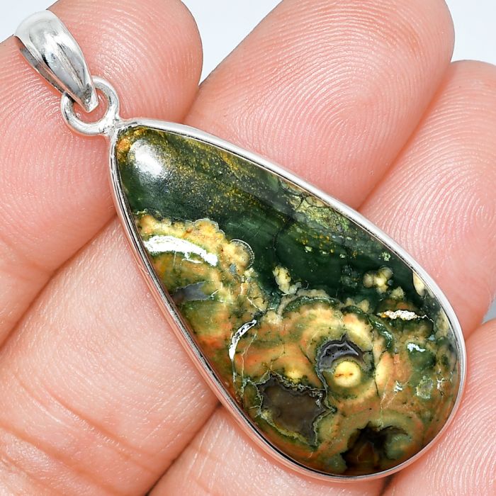 Rhyolite - Rainforest Jasper Pendant SDP153421 P-1001, 18x37 mm