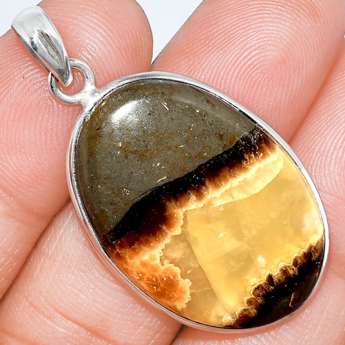 Yellow Septarian Pendant SDP153423 P-1001, 21x31 mm