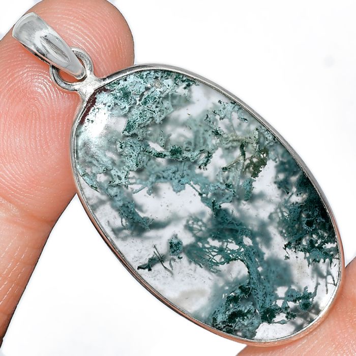 Horse Canyon Moss Agate Pendant SDP153426 P-1001, 21x35 mm