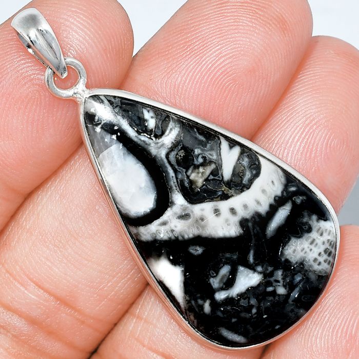 Mexican Cabbing Fossil Pendant SDP153439 P-1001, 21x36 mm