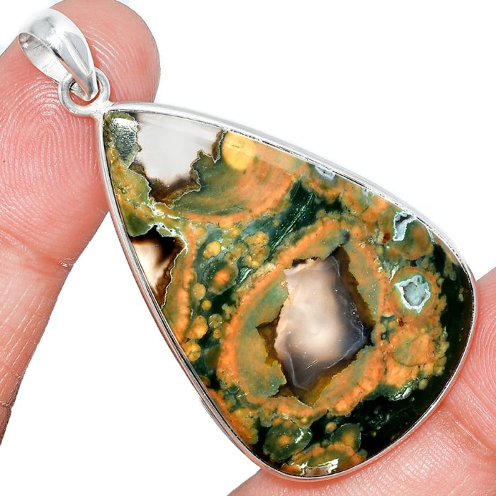 Rhyolite - Rainforest Jasper Pendant SDP153446 P-1001, 27x42 mm