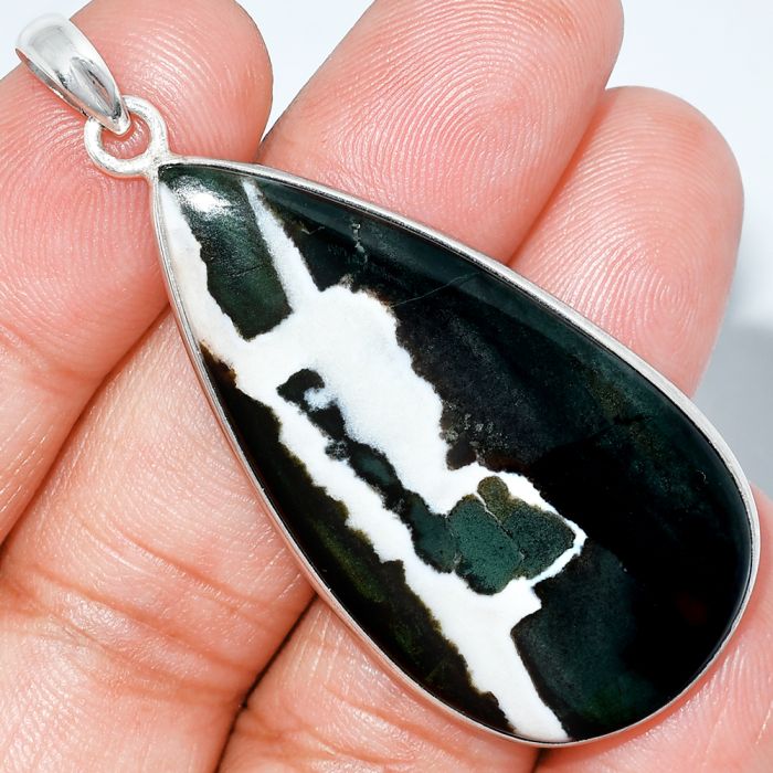 Black Septarian Pendant SDP153449 P-1001, 23x46 mm