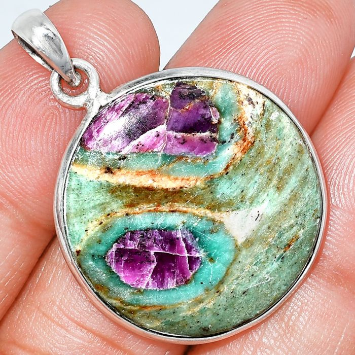 Ruby In Fuchsite Pendant SDP153476 P-1001, 27x27 mm