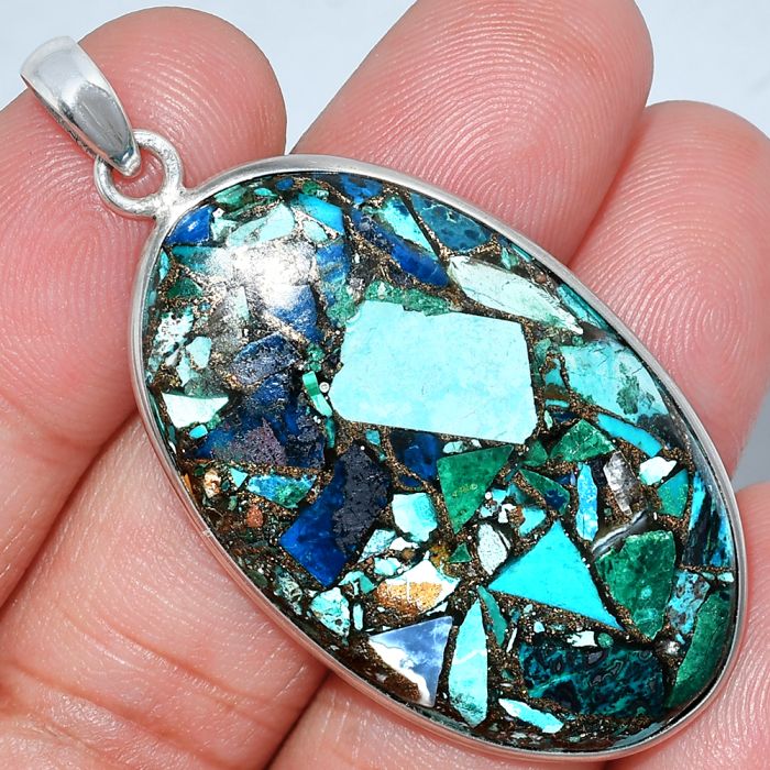 Multi Copper Turquoise Pendant SDP153490 P-1001, 24x40 mm