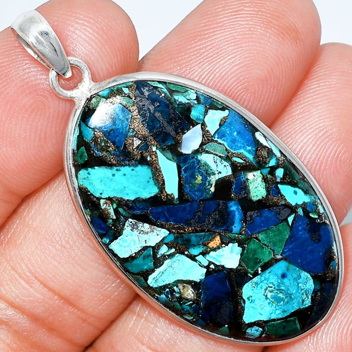 Multi Copper Turquoise Pendant SDP153493 P-1001, 22x38 mm