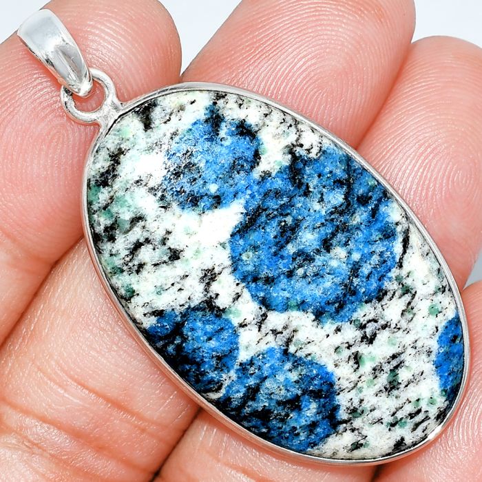 K2 Blue - Azurite In Quartz Pendant SDP153501 P-1001, 24x38 mm