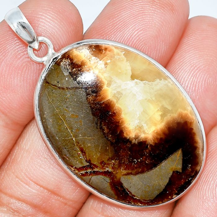 Yellow Septarian Pendant SDP153504 P-1001, 25x34 mm