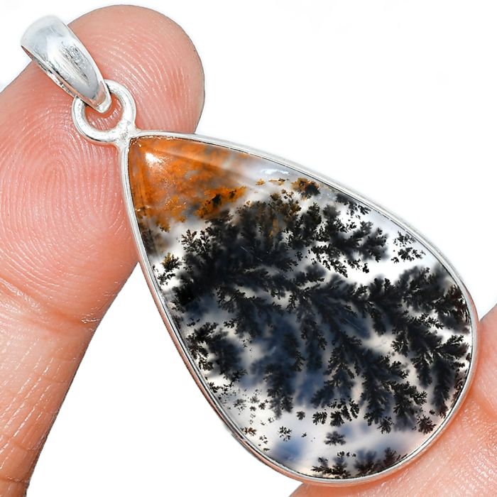 Robinson Ranch Plume Agate Pendant SDP153519 P-1001, 20x33 mm