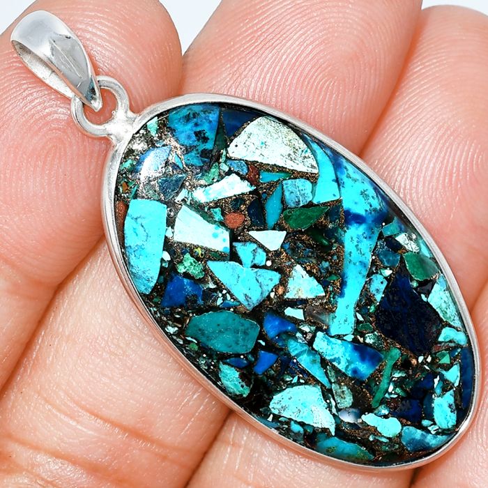 Multi Copper Turquoise Pendant SDP153520 P-1001, 20x36 mm