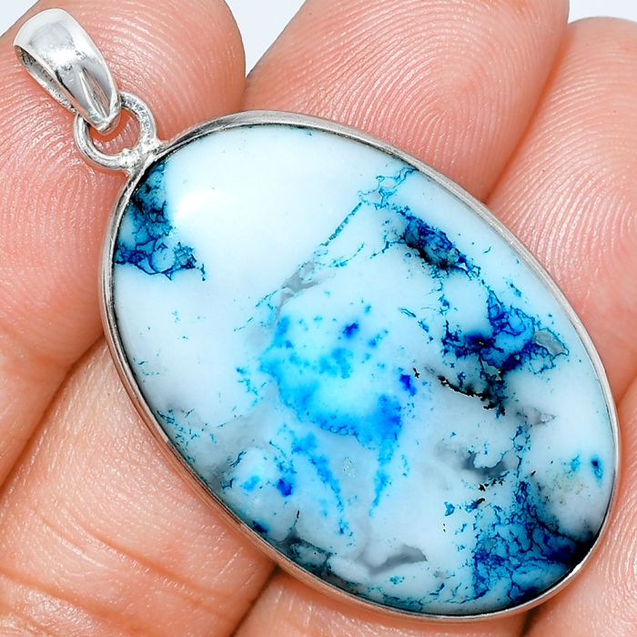 Marine Blue Dendritic Opal Pendant SDP153522 P-1001, 23x36 mm