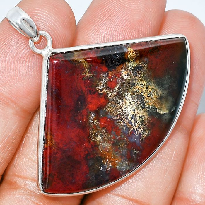 Blood Stone Pendant SDP153523 P-1001, 30x43 mm