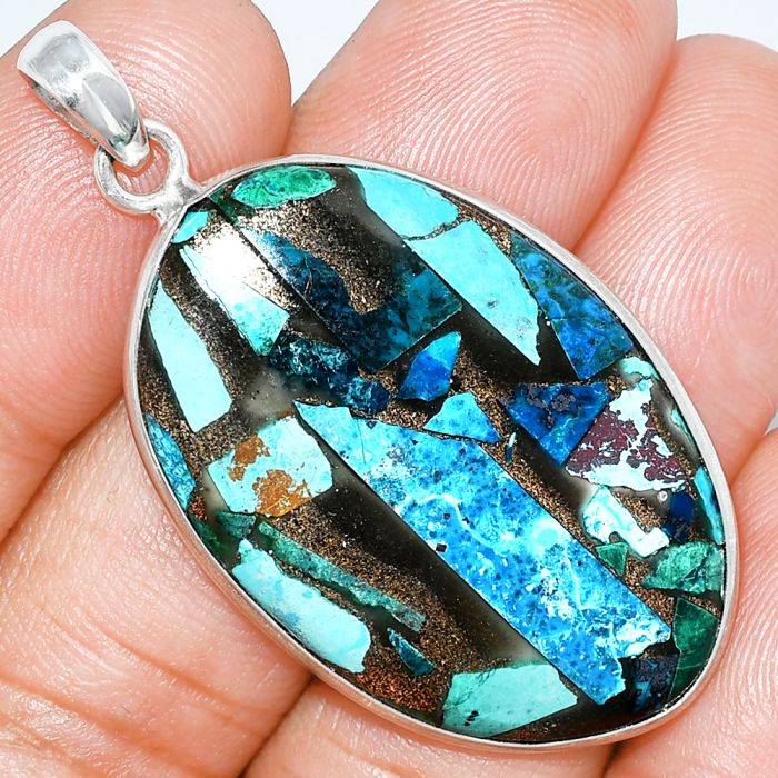 Multi Copper Turquoise Pendant SDP153527 P-1001, 23x36 mm