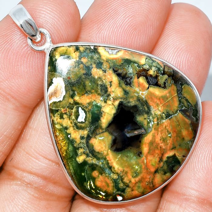 Rhyolite - Rainforest Jasper Pendant SDP153542 P-1001, 32x37 mm