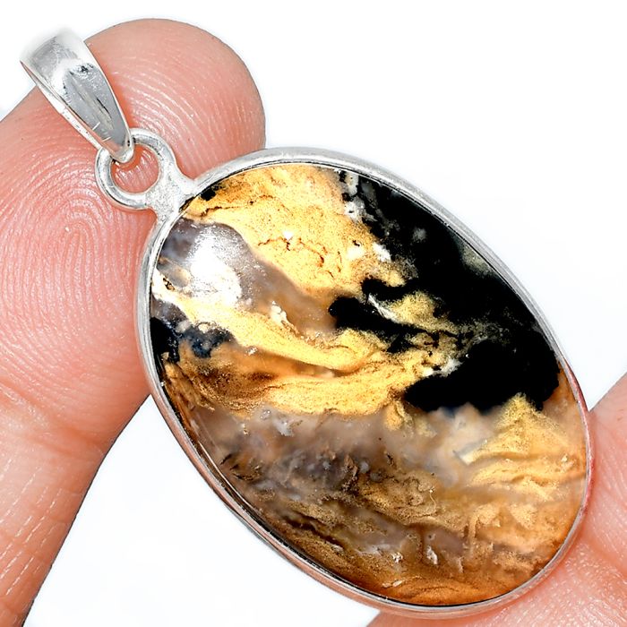 Rose Plume Agate Pendant SDP153550 P-1001, 20x30 mm