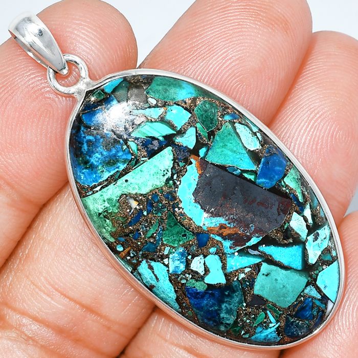 Multi Copper Turquoise Pendant SDP153556 P-1001, 22x40 mm