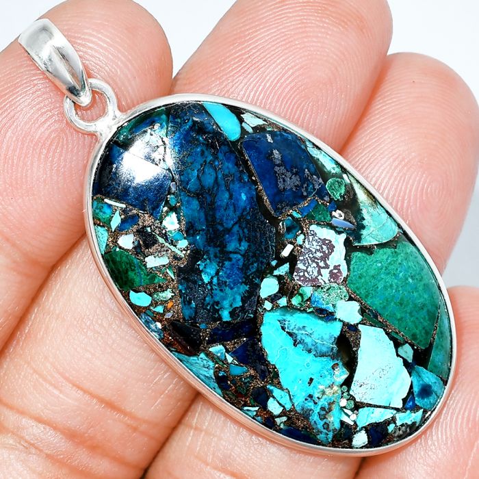 Multi Copper Turquoise Pendant SDP153571 P-1001, 22x39 mm