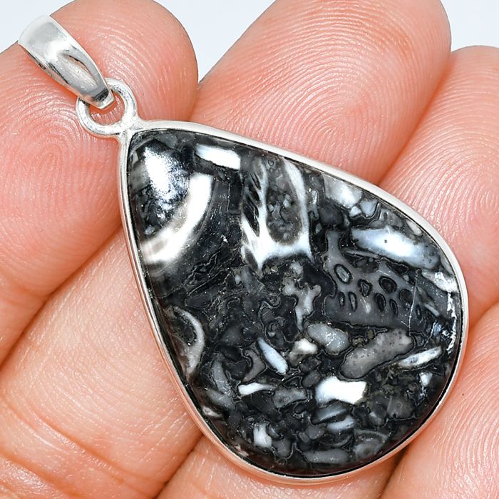 Mexican Cabbing Fossil Pendant SDP153587 P-1001, 23x32 mm