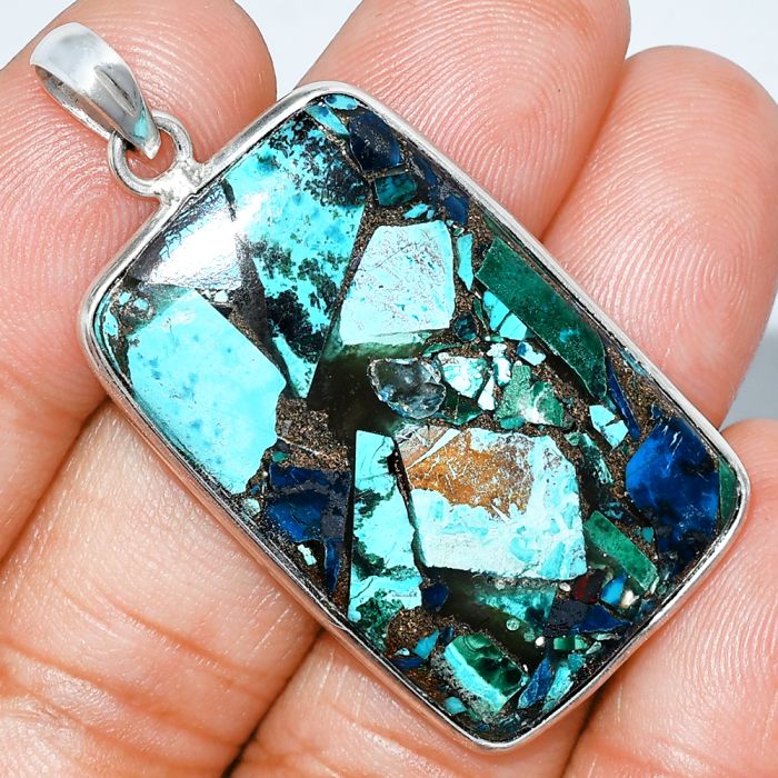 Multi Copper Turquoise Pendant SDP153600 P-1001, 22x35 mm