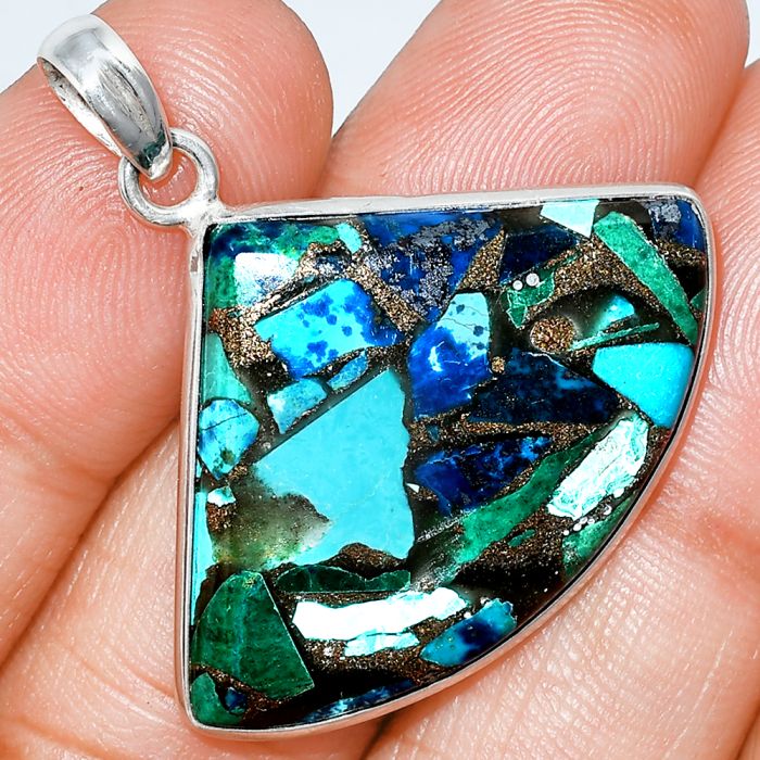 Multi Copper Turquoise Pendant SDP153616 P-1001, 25x34 mm