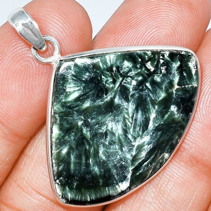 Russian Seraphinite Pendant SDP153631 P-1001, 25x33 mm