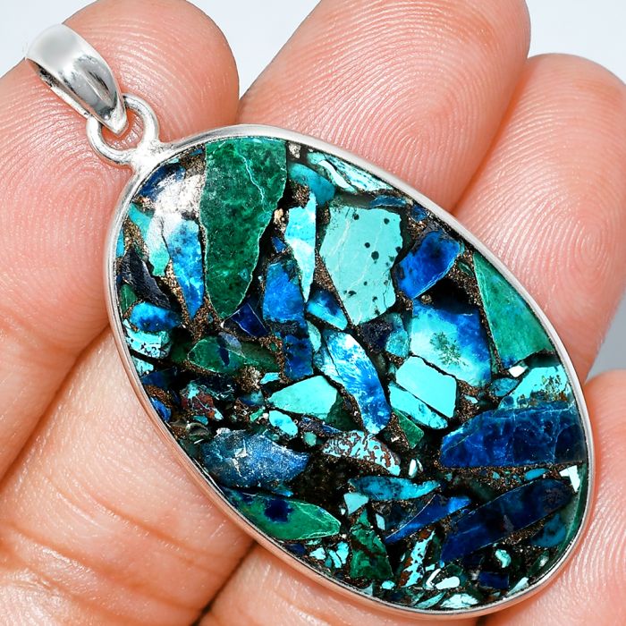 Multi Copper Turquoise Pendant SDP153632 P-1001, 24x40 mm