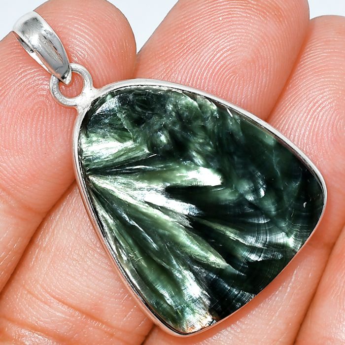 Russian Seraphinite Pendant SDP153645 P-1001, 24x29 mm