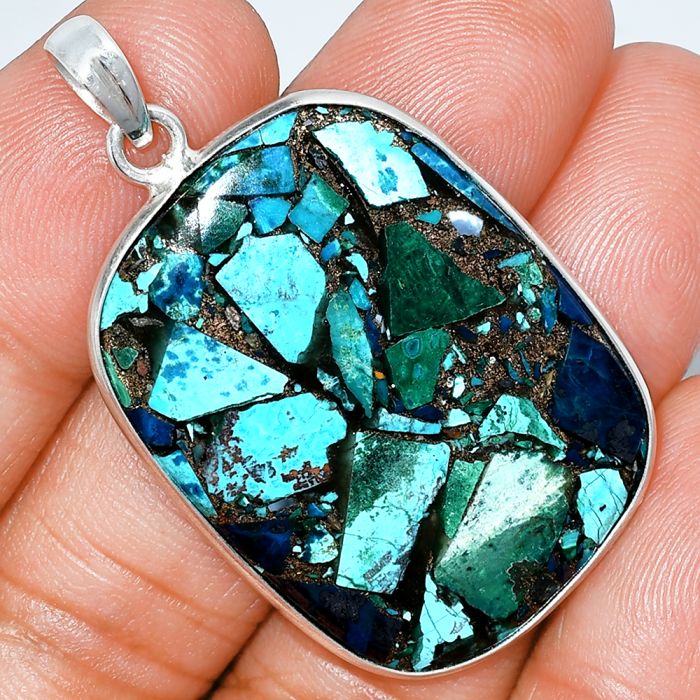 Multi Copper Turquoise Pendant SDP153650 P-1001, 25x34 mm