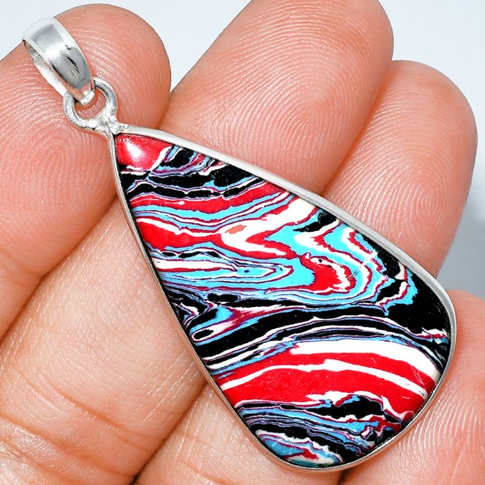 Fordite Detroit Agate Pendant SDP153666 P-1001, 21x38 mm