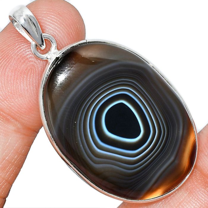 Black Botswana Agate Pendant SDP153672 P-1001, 24x34 mm