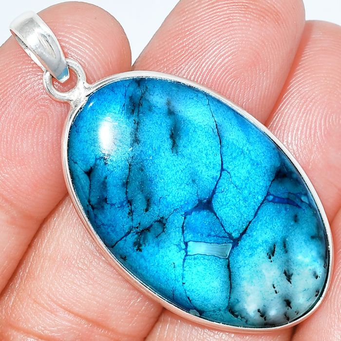 Marine Blue Dendritic Opal Pendant SDP153675 P-1001, 22x35 mm