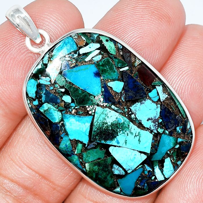 Multi Copper Turquoise Pendant SDP153676 P-1001, 24x36 mm