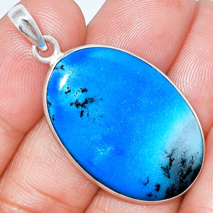 Marine Blue Dendritic Opal Pendant SDP153685 P-1001, 21x32 mm