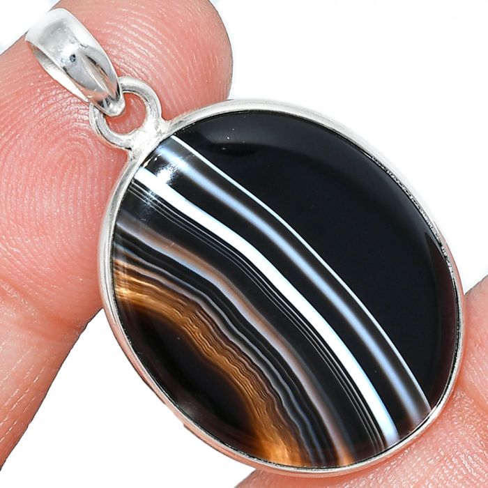 Black Botswana Agate Pendant SDP153700 P-1001, 22x28 mm